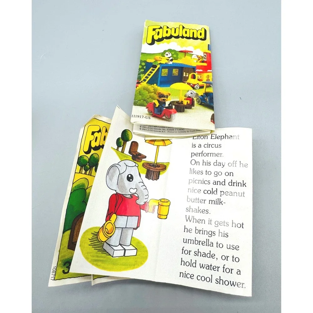 LEGO Fabuland Elton Elephant 3601 Vintage 1981 Building Set‎ Red Grey Yellow